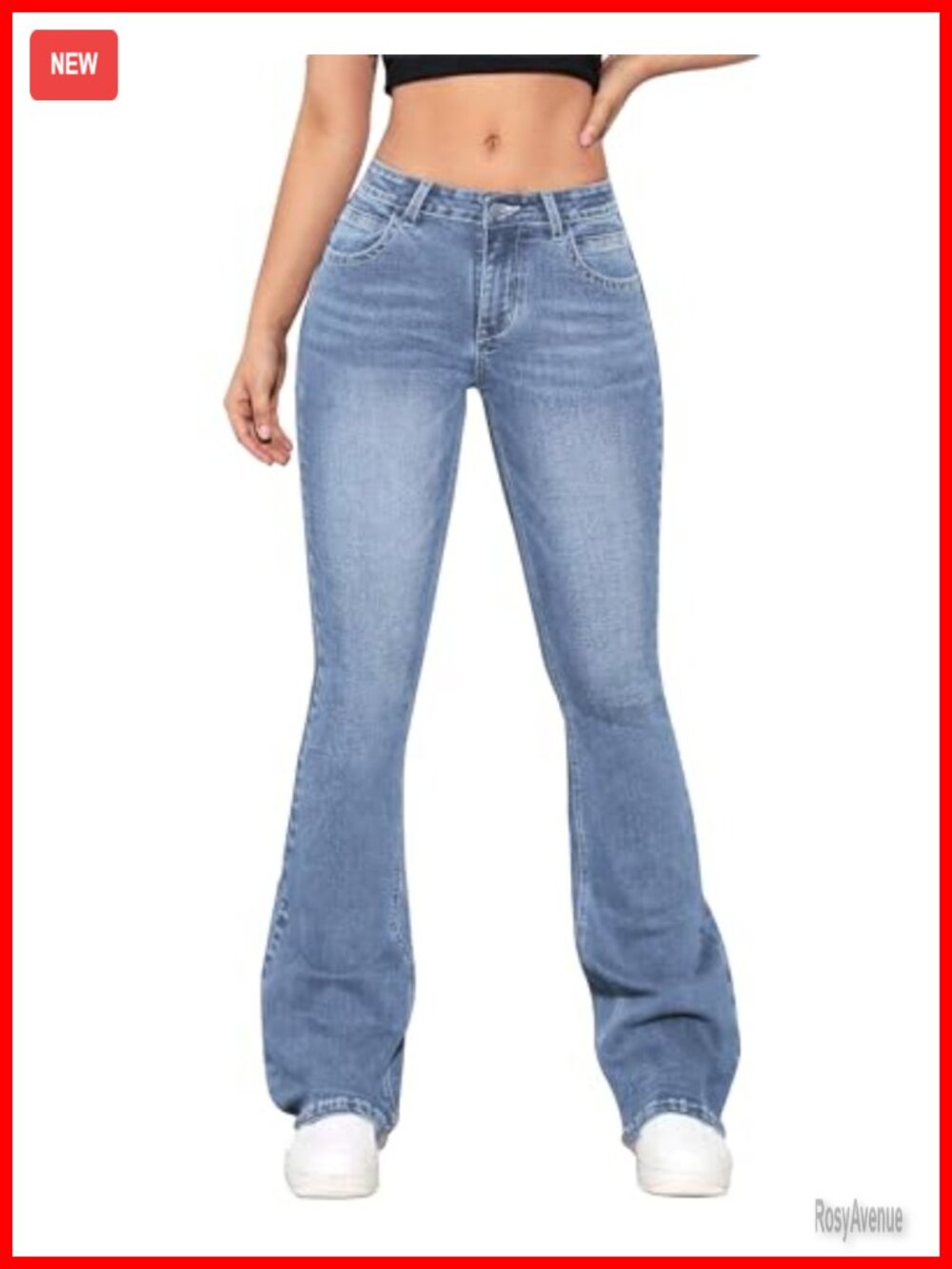 Women's Low Waisted Flared Stretch Denim Bell Bottom Jeans Retro 70s